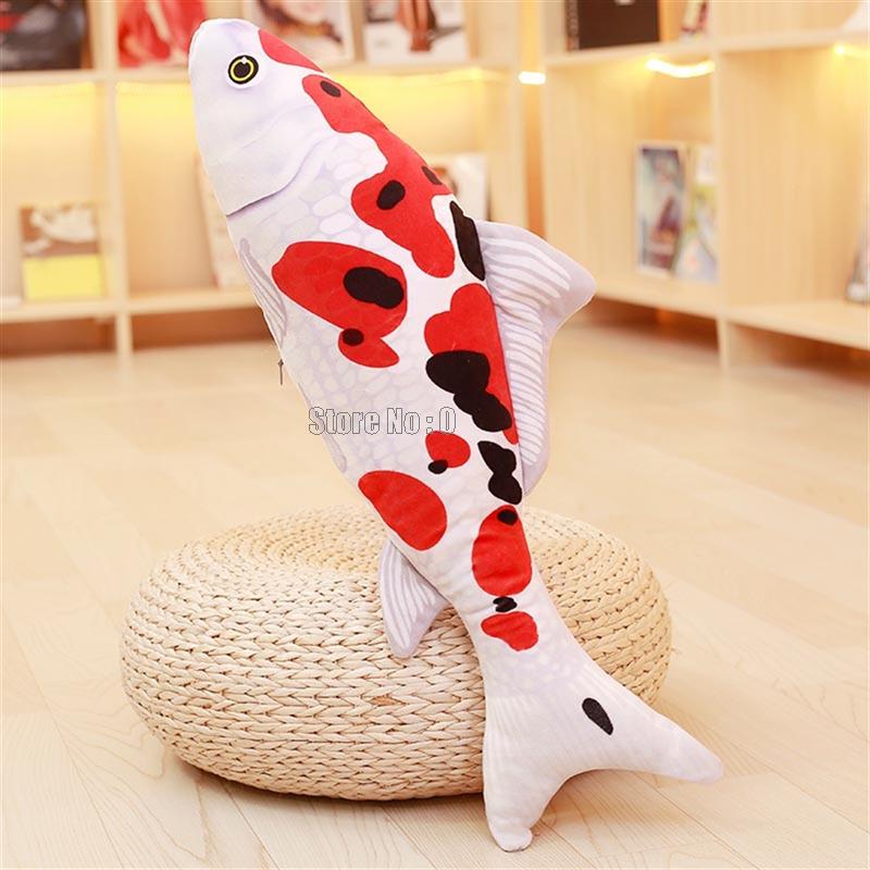 Peluche Koi Poisson en Peluche Doux Poupée Poisson Douce Oreiller Koi Doux Coussin Poisson Rouge Pour Chat Enfants Cadeau Jouet