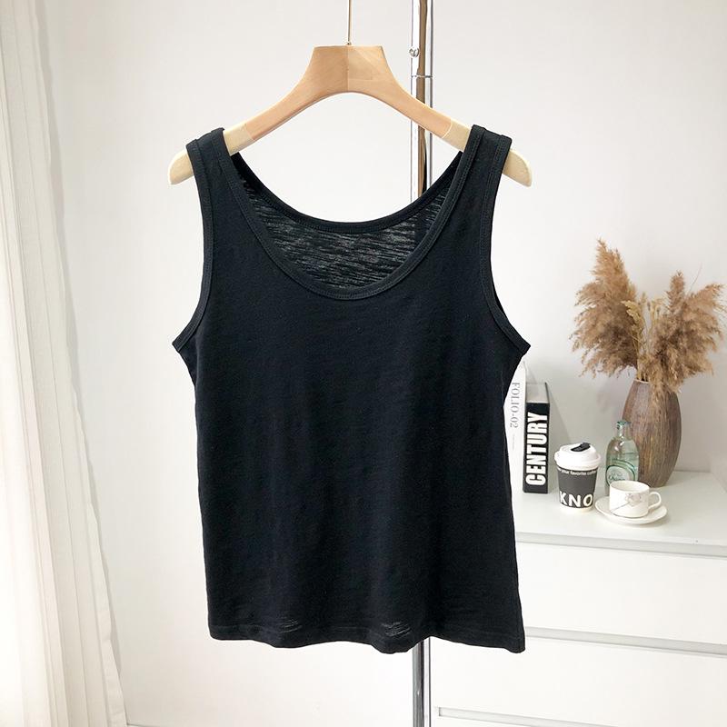 Bamboo Cotton Women's U-Neck Tank Top: 2024 Loose-Fit, Underarm Coverage, Pure Cotton Summer Wear