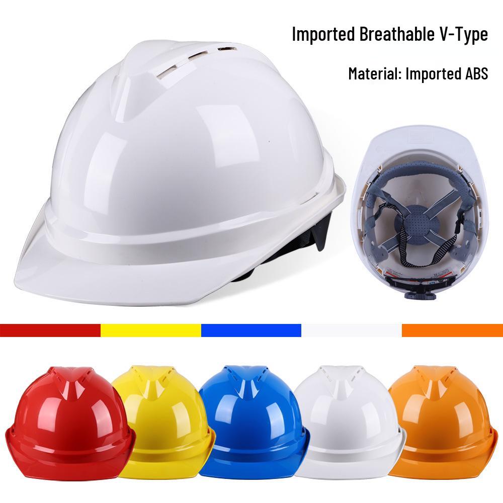 V-Shaped Fiberglass Safety Helmet - Anti-Smash, Thickened, Breathable, White
