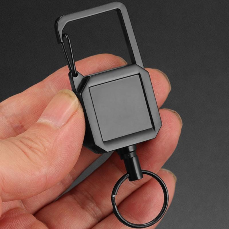 High Resiliences Steel Wire Rope Elastic Keychain Easy To Pull Buckle Keyring