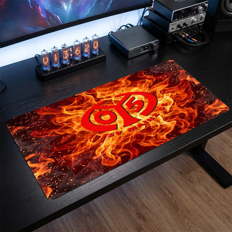 Mainz FC Theme Pattern Mouse Pad, Soccer Logo Design XXL Gaming Desk Mat Non-Slip Computer Mouse Pad