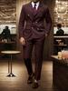 Mens Striped Formal Business Suit Set Blazer And Pants For Wedding Banquet