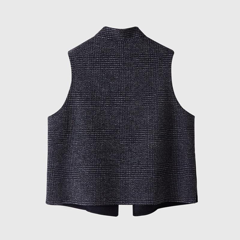 Retro vest women's design sense diagonal placket short coat women's autumn and winter versatile vest women's clothing
