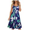 Fashion Women's Casual V-Neck  Printed Button Straight Knee Length Dress