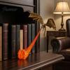 Meșteșuguri de Birou pentru Expunere Dragon Raft Colț Lumină, Decor Raft Fantasy cu Imprimare 3D Dragon Scuipător de Foc cu Flacără Bază Casă Gotică, Figurină Zburătoare,