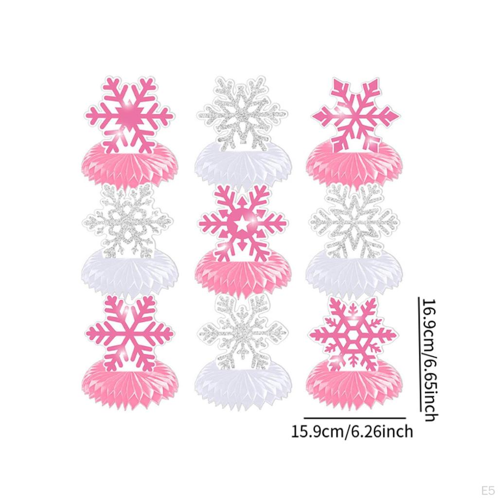 9 Pieces Snowflake Honeycomb Centerpieces Novelty Stable Theme Party Decorations for