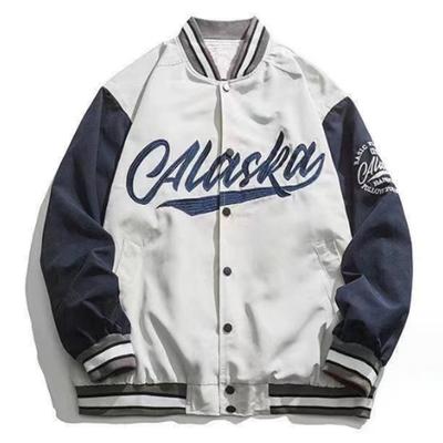 Giacca da Uomo Autunno Inverno Ricamo Lettera Collo Alto a Righe Monopetto Stile Giovane Cardigan Largo Manica Lunga Streetwear Sport Cappotto da Baseball