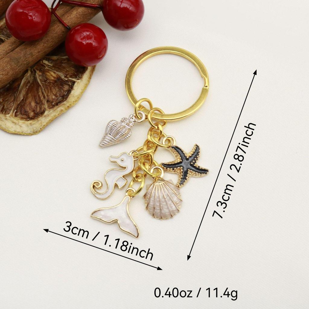 Creative Starfish Drip Oil Keychain Pendant for Women