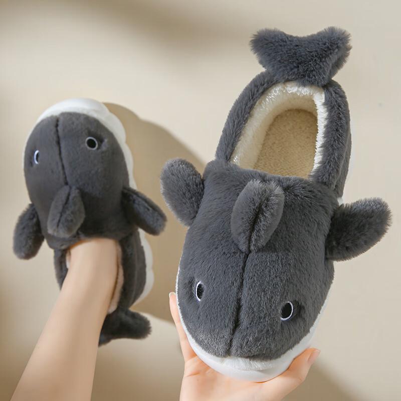 Kenu Cartoon Whale Fluffy Cotton Slippers