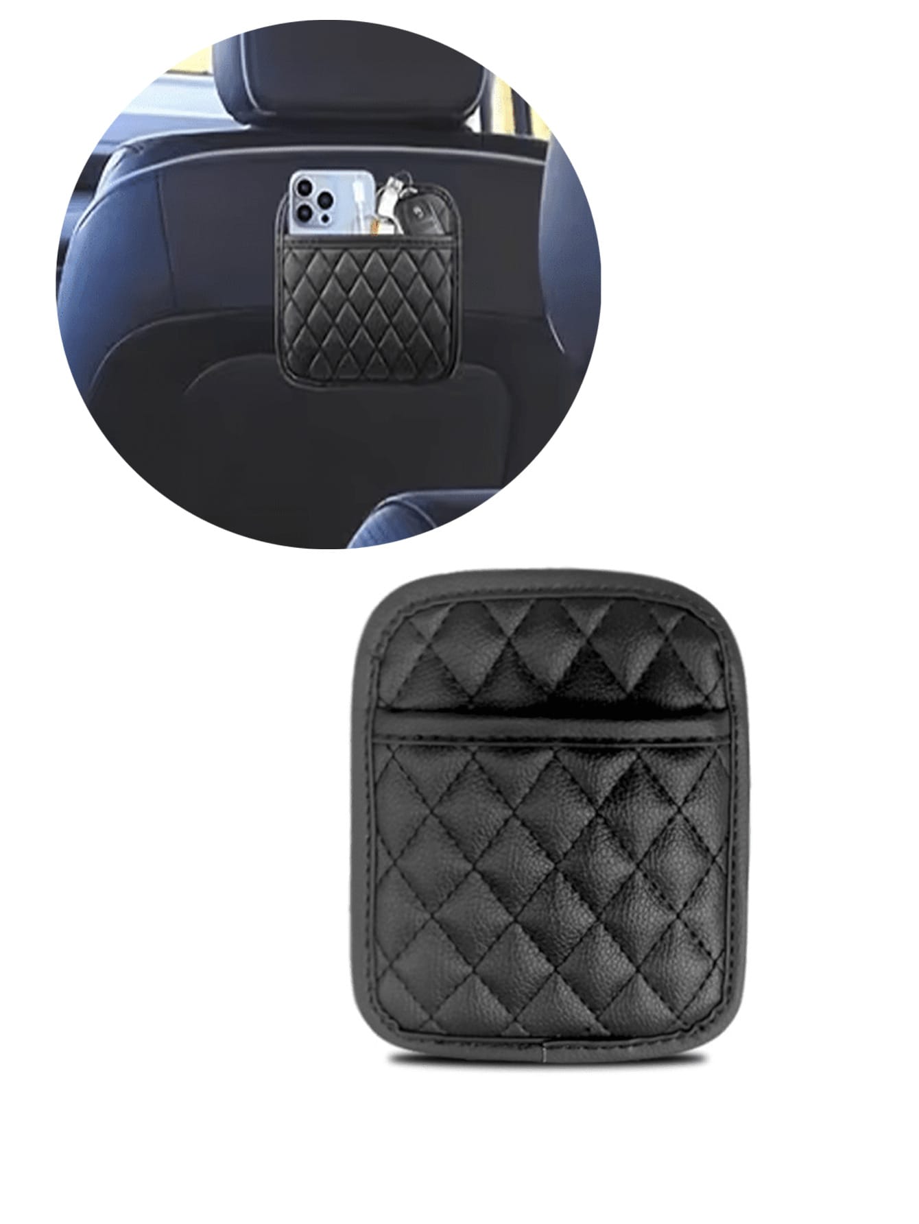 

1Pc Faux Leather Car Seat Organizer - Waterproof Document & Phone Storage, Universal Fit, Car Accessory
