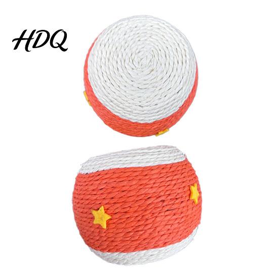 Kitten Hunting Training Ball Cat Scratching Ball Drum Shaped Paper Rope Interactive Claw Grinding Toy Rolling for Indoor Cats To Scratch Pat,