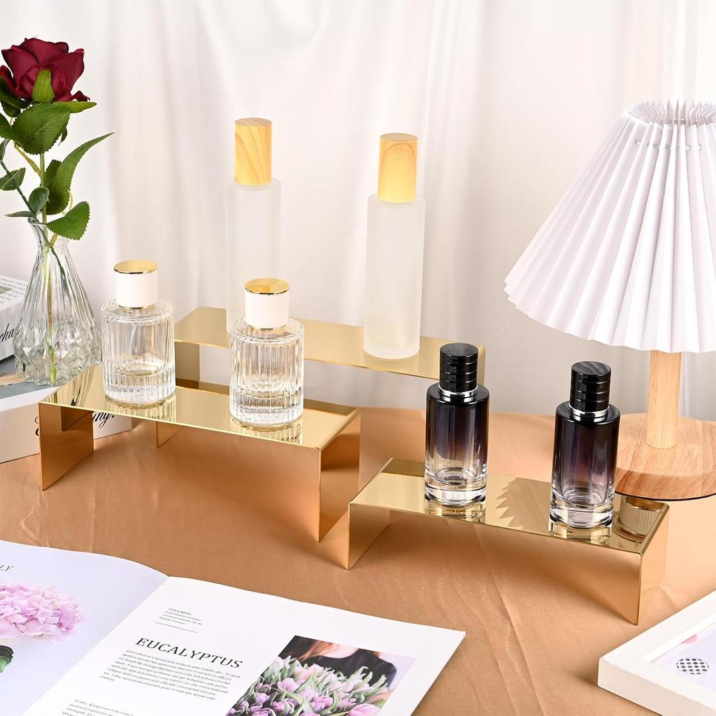 Purse Display Stand, 3 Pcs Large Gold Stainless Steel Display Risers, Gold Risers Display Stands, Large Gold Perfume Stand Display for Jewelry Shoe