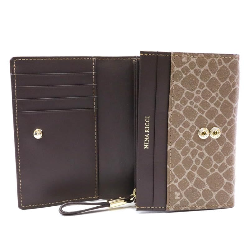 Nina Ricci Atre Nouveau Purse Bifold Wallet Dark Brown 85-8202
