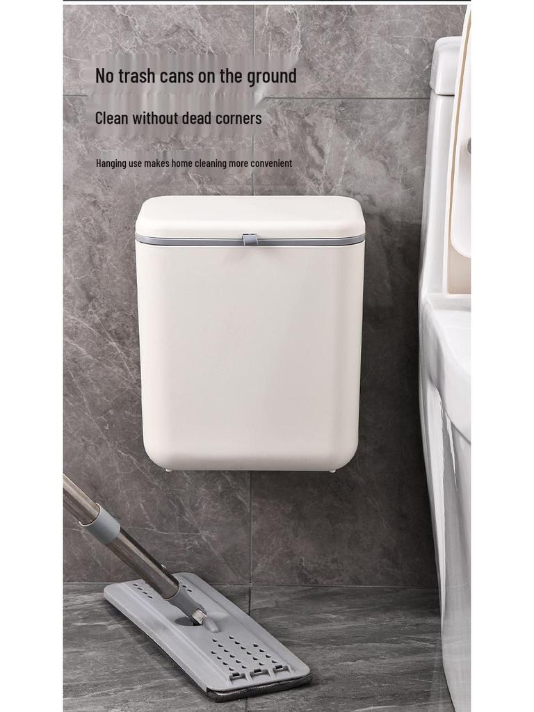 Wall-Mounted Kitchen Waste Bin with Lid - Ideal for Food Waste, Living Room, Bathroom, or Hanging Storage.