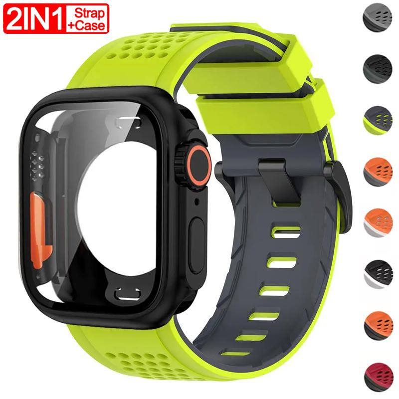Case+Silicone Strap for Apple Watch Band Ultra 3 49mm 46 45 44 41mm Protective Case Bracelet for Iwatch 11 10 9 8 7 6 54 SE3