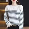 2024 Women's Striped Knit Sweater: Long Sleeve, Round Neck, Autumn/Winter Fashion.