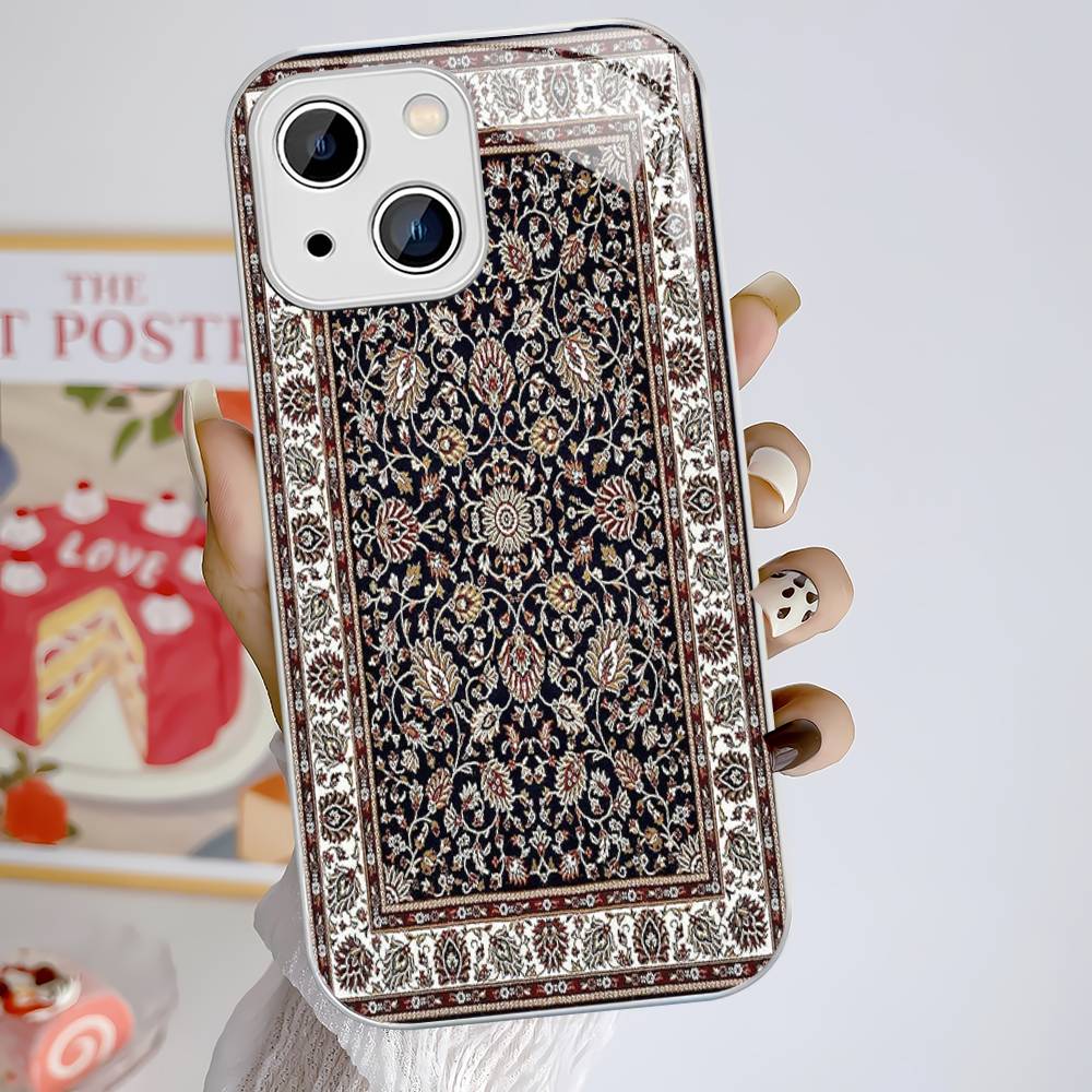 Persian Carpet Floral Pattern Tempered Glass For Iphone 14 13 12 11 Pro Mini XS MAX 14Plus X XS XR Fundas