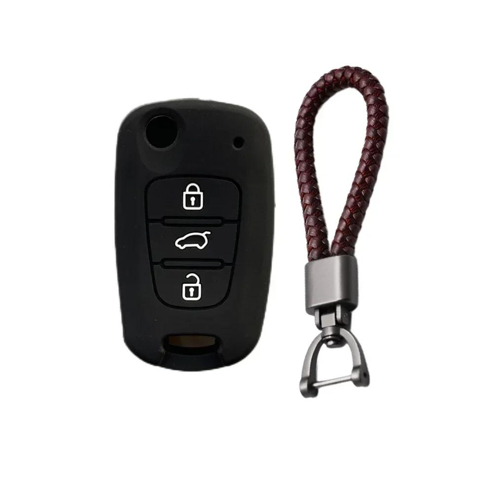 For Hyundai Elantra Accent I20 I30 Ix20 Ix35 Kia Sportage Rio3 Soul Optima Ceed Pro K5 K2 Silicone Car Key Case Cover Keychain