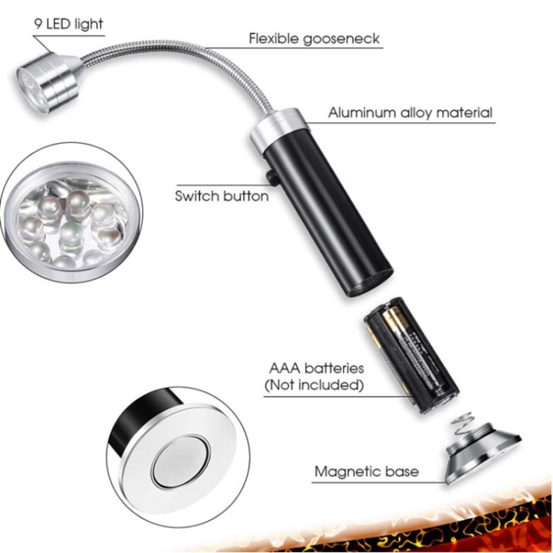 LED Flashlight with Magnet Work Light Bendable Auto Repair Emergency Lighting Hose Grill Lights