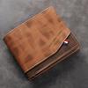 Men's Short Leather Wallet High-Capacity Vintage 3-Fold Money Clip Purse Small Multi Slot Photo Wallet for Card Holder
