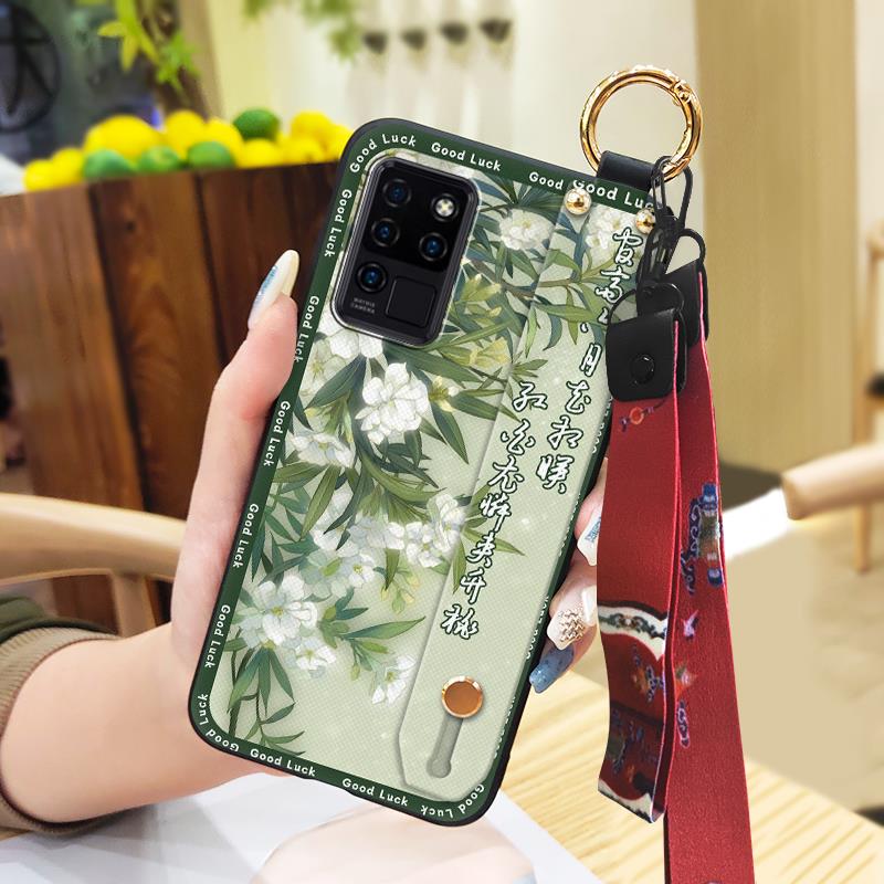 Fashion Lanyard Phone Case For Oukitel C21 Wristband Kickstand Elderly Lady Waterproof For Mom Anti-knock Shockproof