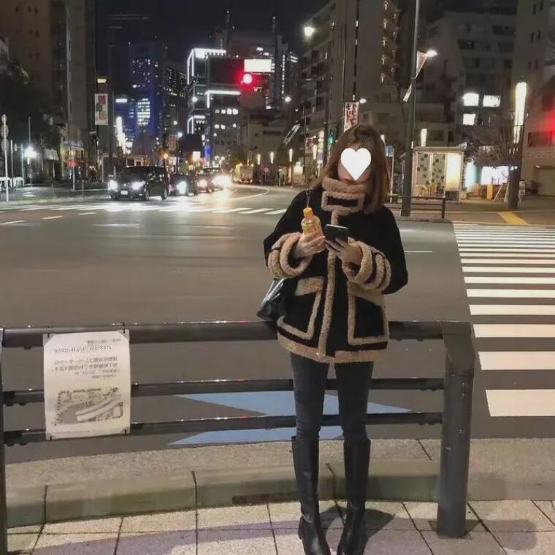 2023 Damen Koreanischer Kurzer Lammwollplüschmantel für Herbst und Winter