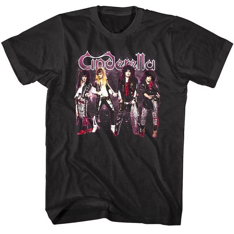 Cinderella Men's T Shirt Glam Metal Band Photo Retro Graphic Tee