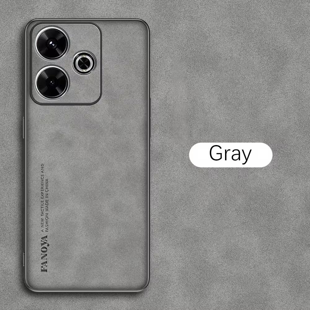 

Redmi13 Роскошный чехол из овчины для Xiaomi Redmi 13 4g 5g мужской деловой ретро защитный чехол на заднюю панель Redmi 13 Funda Coque Redmi 13 4g серый