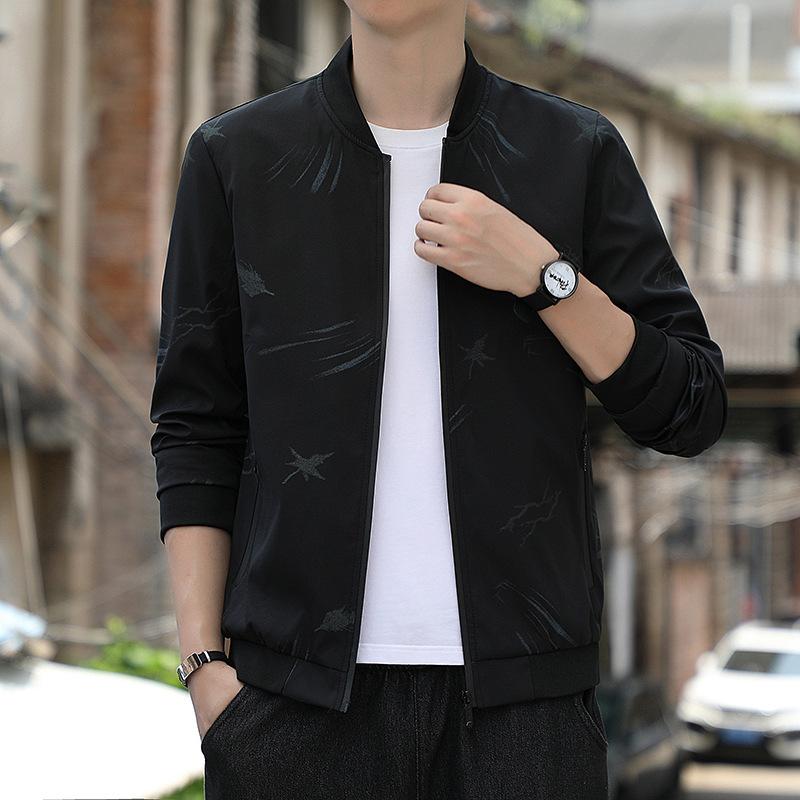 

Spring and Autumn New Korean Style Jacket Men s Stand Collar Casual Jacket Green Men s Dad Trendy Loose Top 2XL