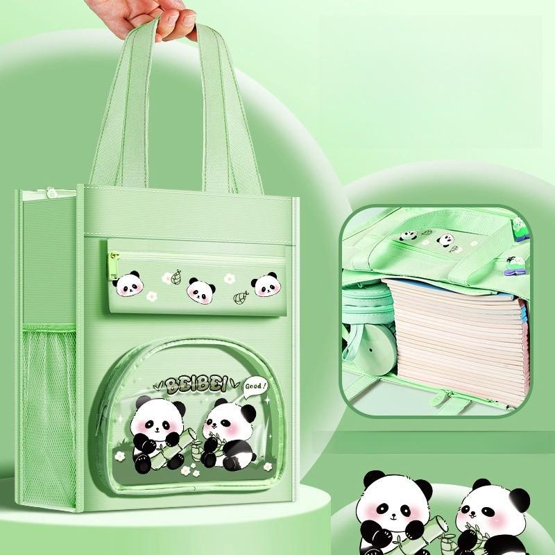 

Школьная сумка для школьников Panda, сумка для репетиторства, сумка-тоут, сумка для книг, сумка для документов для школьников, сумка для репетиторства, сумка-рюкзак большой емкости зелёный