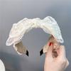 Sladká krajková nadrozměrná mašle čelenka se širokou síťovanou čelenkou, vlasový doplněk víla