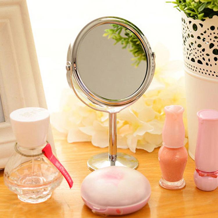 Miroir de maquillage de bureau double face HD en métal grossissant petit miroir de bureau grand miroir rotatif de bureau miroir de vanité
