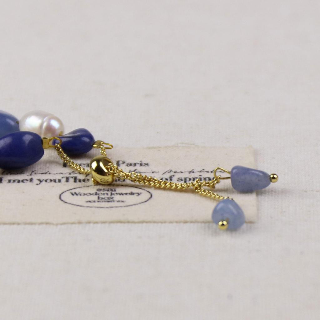 2025 Niebieska Awenjurytowa Bransoletka z Perłami Słodkowodnymi dla Kobiet