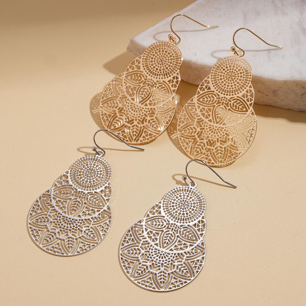 Hollow Round Flower Ear Hook Unique High-end Fashion Earrings