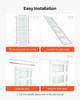 Sliding Closet Door, 1219mm (Double 635mm) x 2032 mm, 5-Lite Frosted Glass Bypass Sliding Doors with Hardware Kit, Solid Wood & MDF Slab with