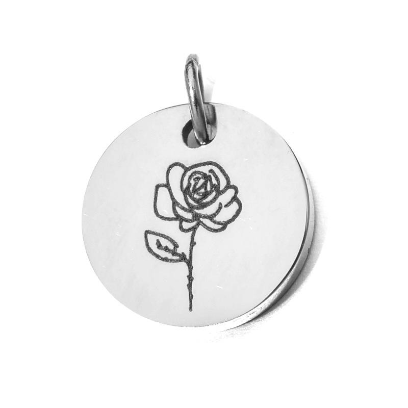 Customizable Stainless Steel December Flower Pendant Necklace