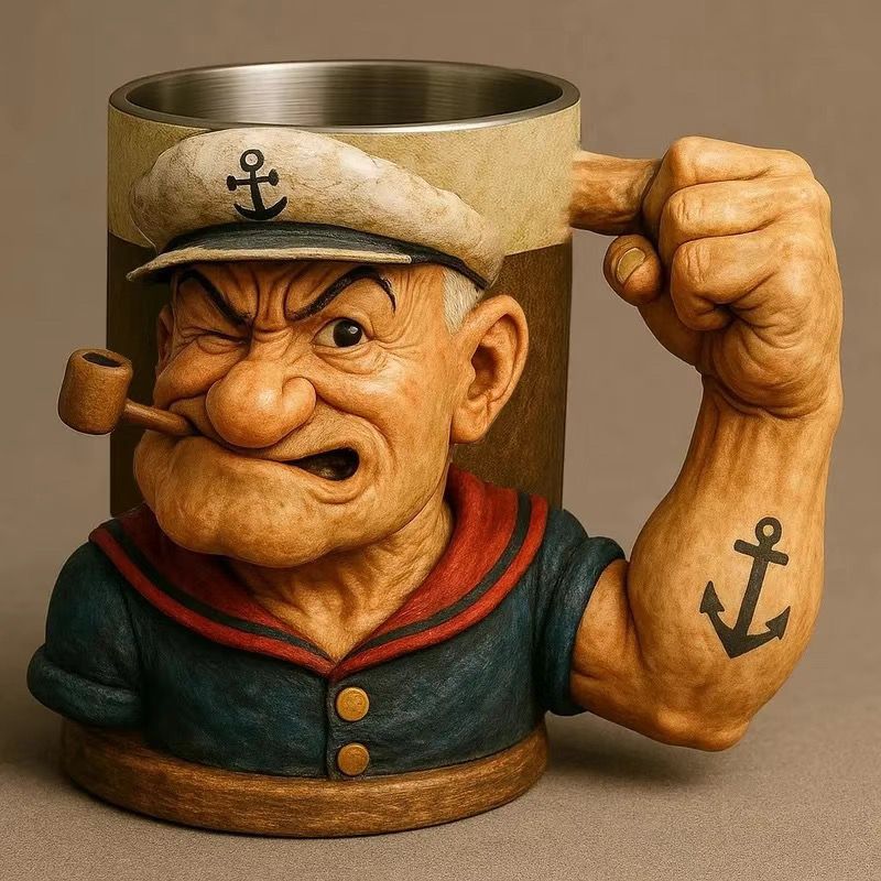 

New power coffee cup creative force gift sailor cartoon trend design desktop ornament mug retro popeye left