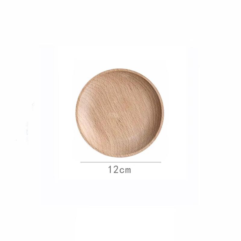 1PC Japanese-Style Tableware Solid Wood Dessert Plate Wooden Tray Snack Plate Fruit Plate Beech Oval Tray Cup Pad Coaster Plate