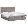 Ottoman Bed with Mattress and LED Taupe 160 X 200 Cm Fabric
