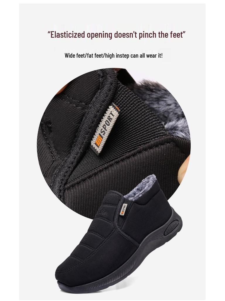 Winter Non-slip Warm Shoes for Men and Women - Thick, Velvet-lined, Waterproof, Cold-proof Cotton Shoes for Middle-aged and Elderly.