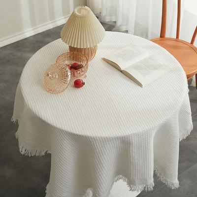 French Ins Style Japanese Pastoral White Tablecloth Coffee Table Cloth Bedside Table Retro Tassel Round Table Tablecloth