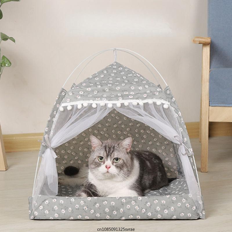 

Cat Tent Bed Pet Cat House Closed Cozy Puppy Cage with Floors Pet Dog House Calming Cat Beds Puppy Kennel Tents Pet Supplies S