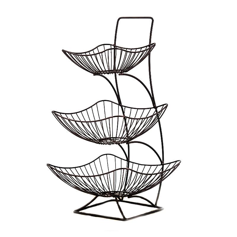 European Style Three-Tier Fruit and Snack Storage Rack for Living Room Coffee Table
