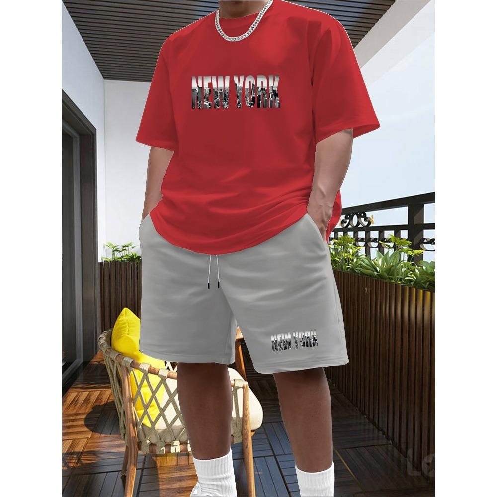 Summer Sportswear Men's Suit Fashion Two Piece Sports Fitness Running Casual Quick Drying Short Sleeved Shorts Set Men