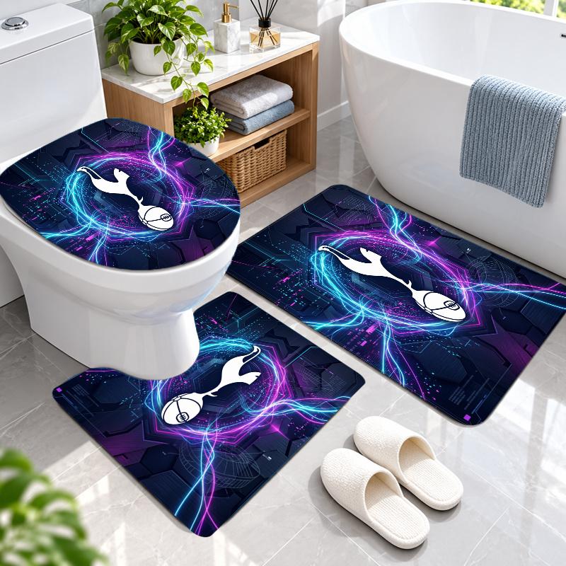 3Pcs Flannel Toilet Mat Set Tottenham Hotspur Bathroom Rug Bath Carpet Non Slip Home Decor