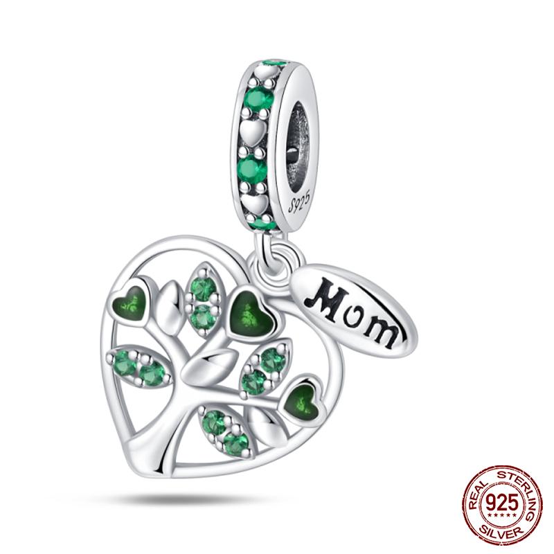 Copper Tree Of Life Four-Leaf Clover Green Series Charms Beads Fit Qikaola Original Bracelet Diy Jewelry Making