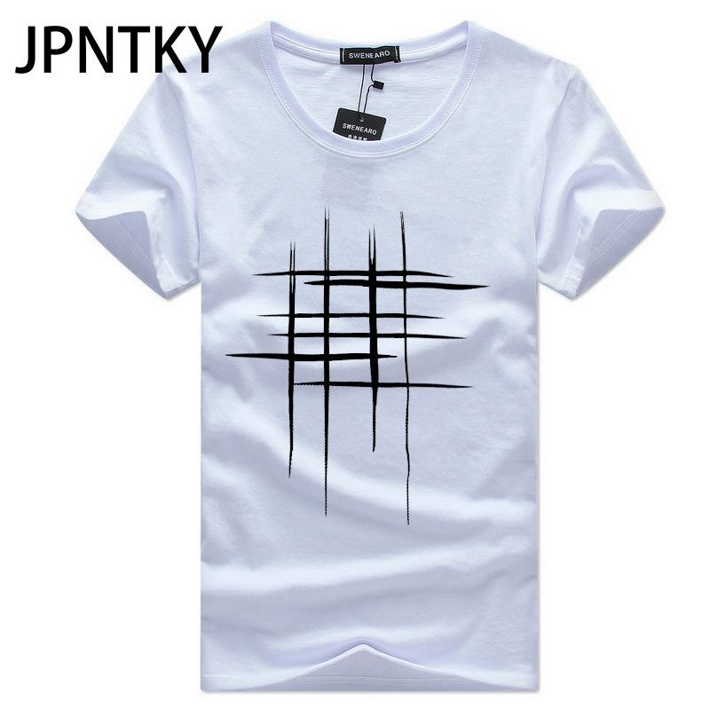 JPNTKY Хлопковая футболка с коротким рукавом мужская модная свободная рубашка с коротким рукавом напечатанная сострадательная рубашка S белый 1366₽