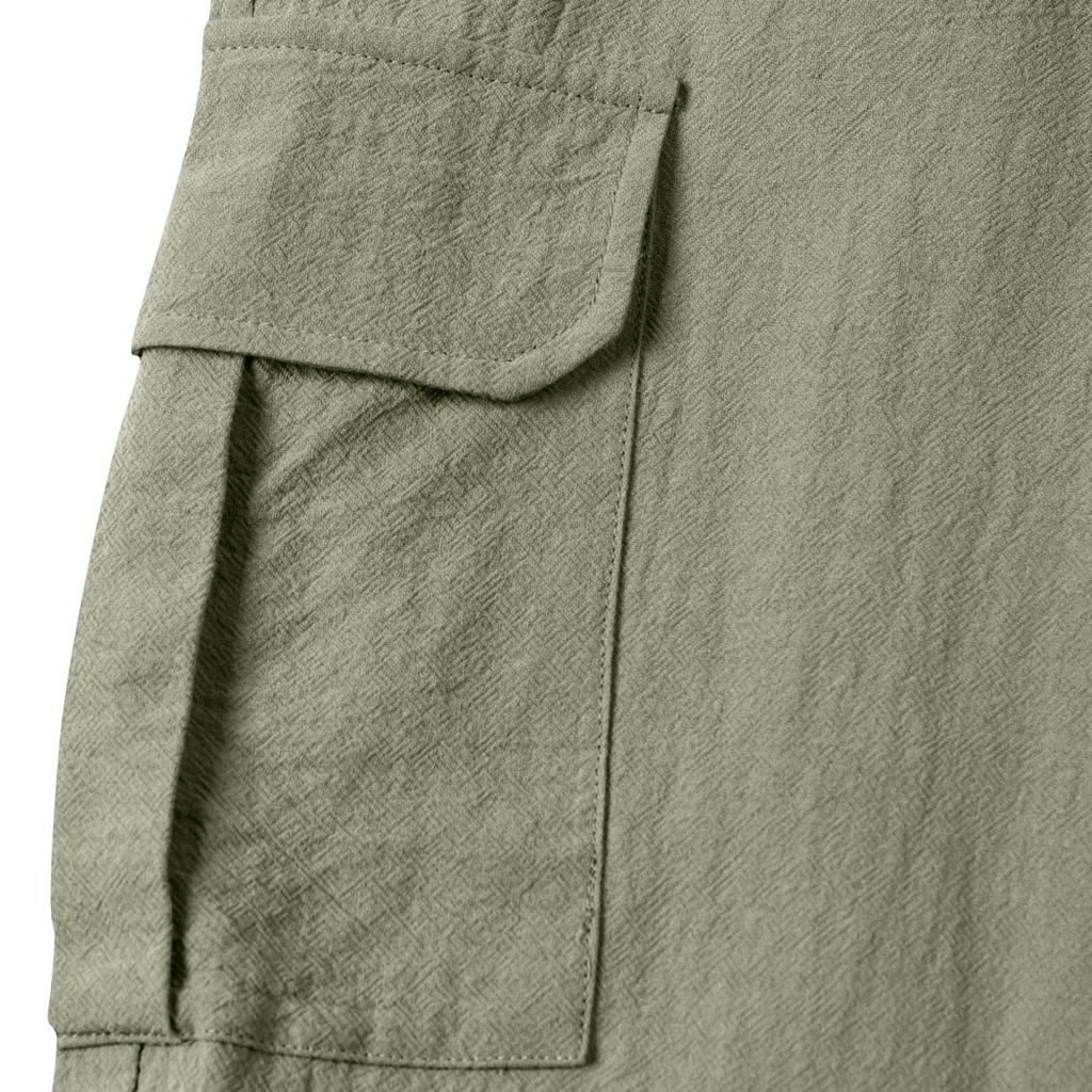 Herren Leinen Baumwolle Weite Hosen, Leichte Lockere Cargo Hosen mit Mehreren Taschen, Lässige Sommer Strand Hosen