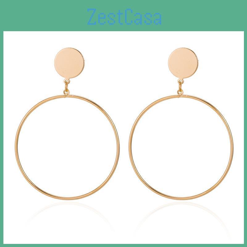 Trendsetting Large Alloy Hoop Earrings Simple Geometric Design For Women