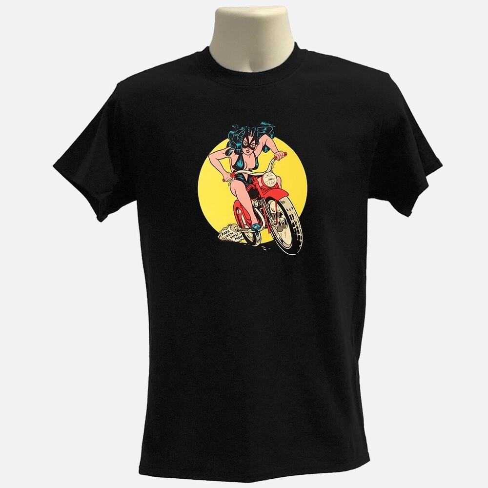 Cafe racer girl Tshirt funny motorcycle Tee graphic comic biker Tee Unisex T-Shirt XXXXL